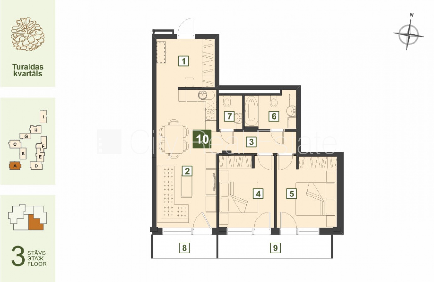 Sludinājumi. Projekts - Turaidas Kvartāls, jaunceltne, dzīvokļu skaits ēkā , labiekārtota apzaļumota teritorija, Cena: 1400 EUR/mēn Foto #8